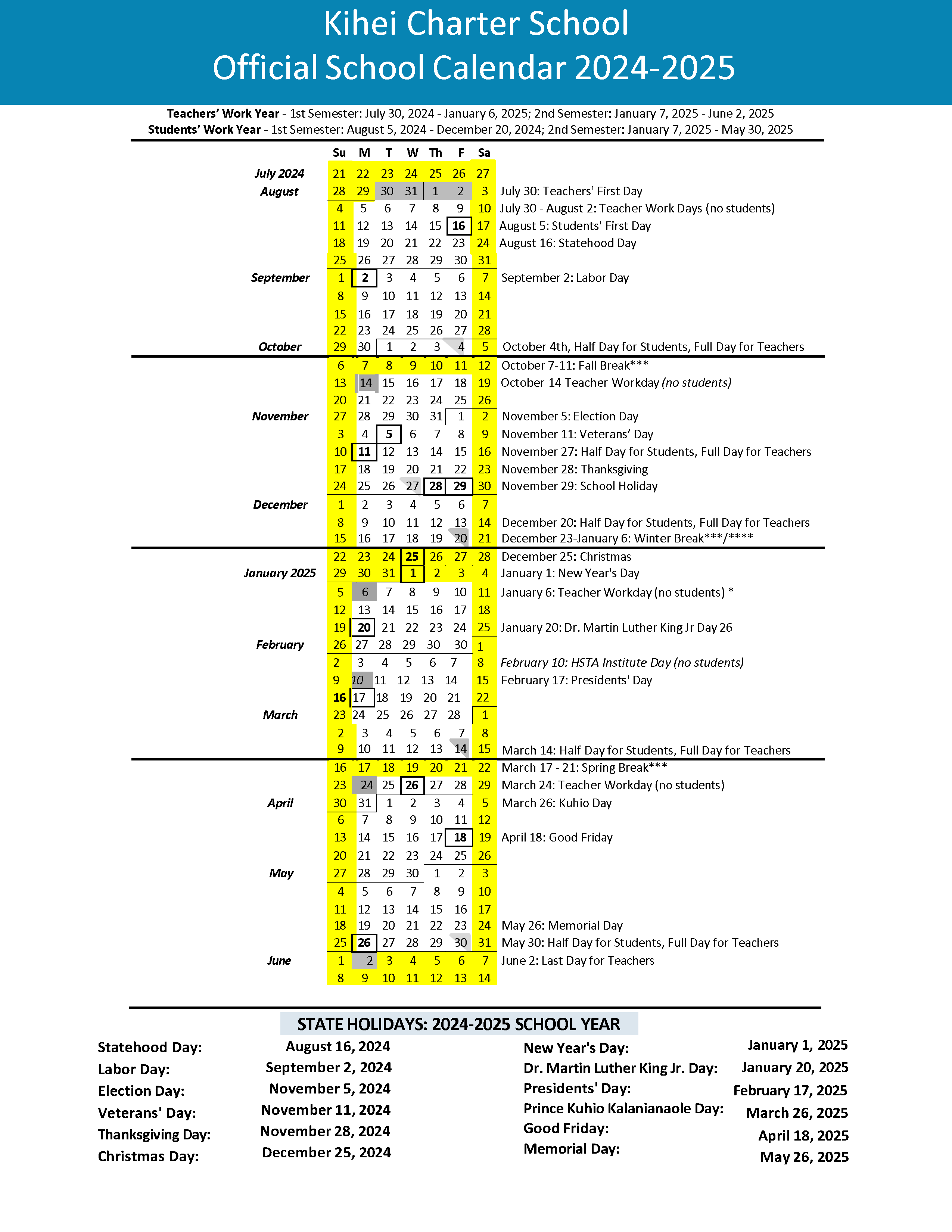 20252025 Official School Calendar Hawaii Alla Merissa